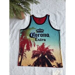 Corona Extra Beer Cerveza Men's Graphic Sleeveless Tank Top Tee T-Shirt Sz L
